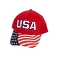 thumbnail image 1 of Men's Cotton Twill USA American Flag Cap Patriotic Hat, Red, 1 of 4