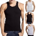 thumbnail image 1 of Men's Cotton Undershirts Tank Tops Sleeveless Plain Summer Vest Athletic wear, Square Cut Muscle Rib A-Shirts Sizes L to 5XL, 1 of 6