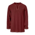 thumbnail image 1 of Men's Cotton Vintage Lace Up Shirts Long Sleeve Viking Medieval Costumes without Belt Halloween Costume Tops, 1 of 6