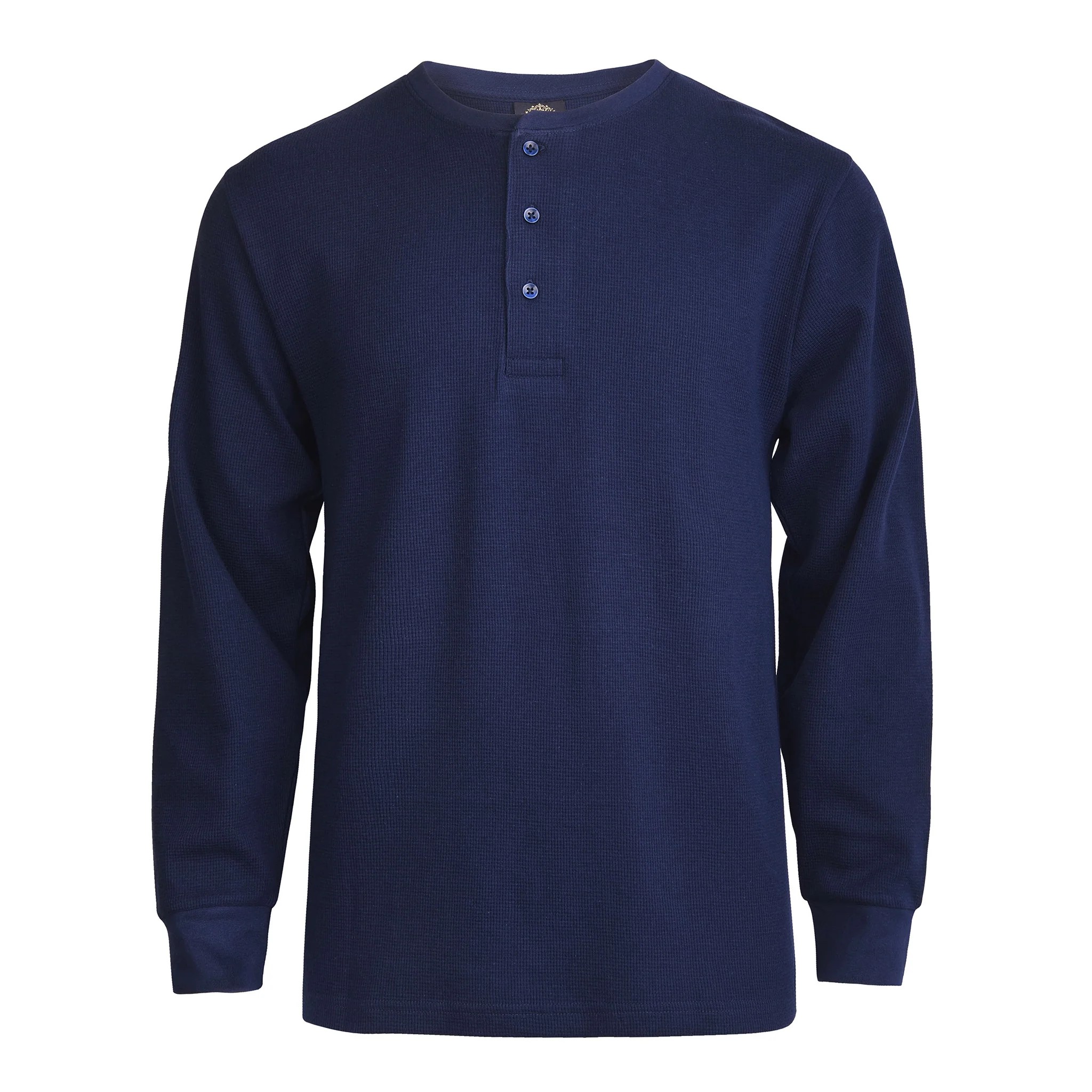Men's Thermal Cotton Waffle-Knit Long Sleeve Henley Shirt, Navy 2XL, 1 ...