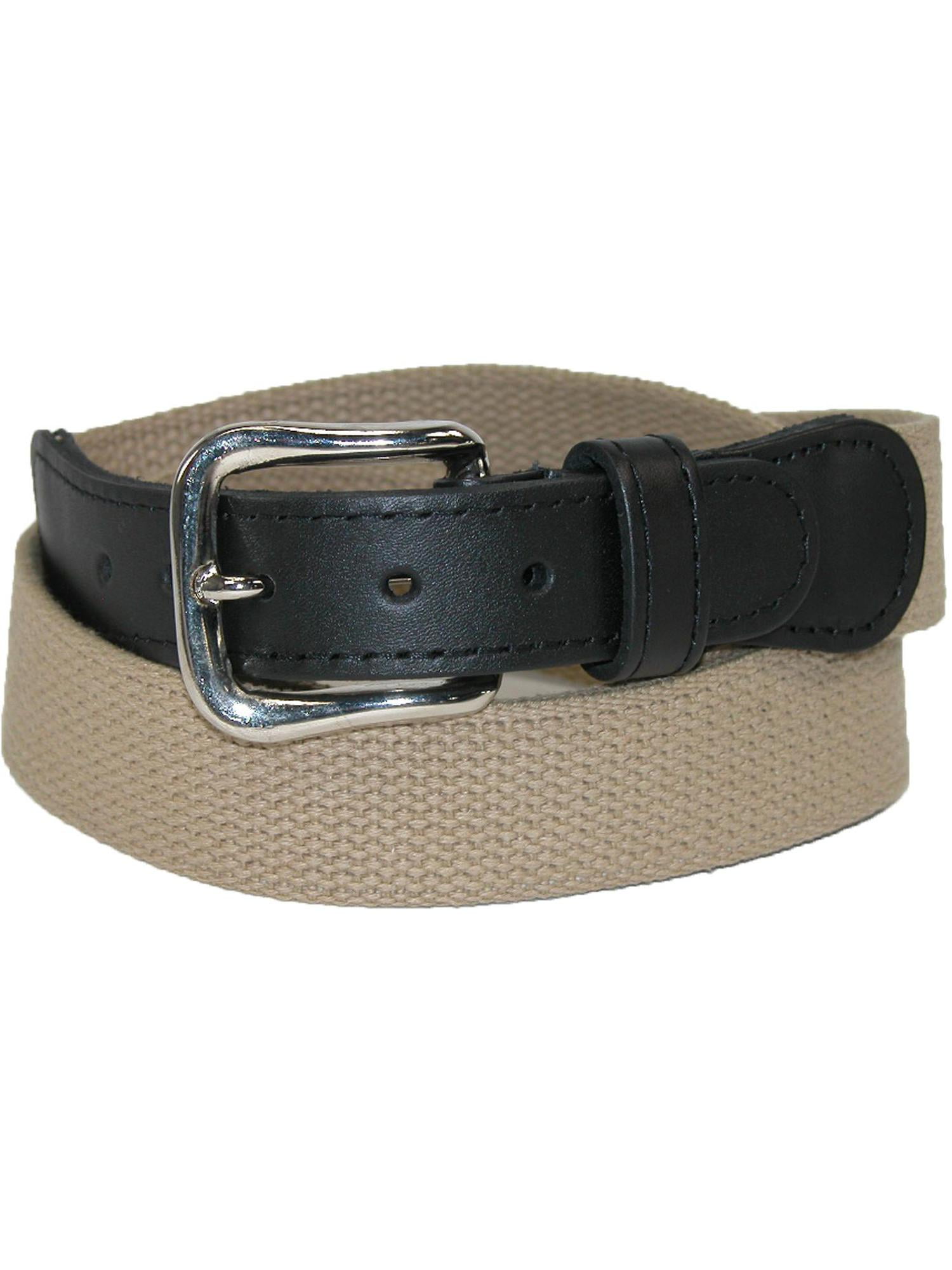 Men's Cotton Web Belt with Leather Tabs