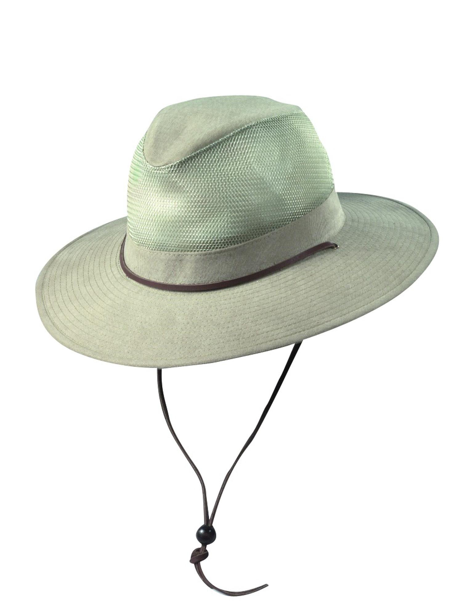 Men's Cotton Wide Brim Mesh Safari Hat 