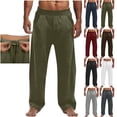 thumbnail image 1 of Men's Cotton Wide Leg Sports Baggy Jogger Outdoor Fitness Drawstring Elastic Waist Flexible Trousers Pants Navy M, 1 of 7