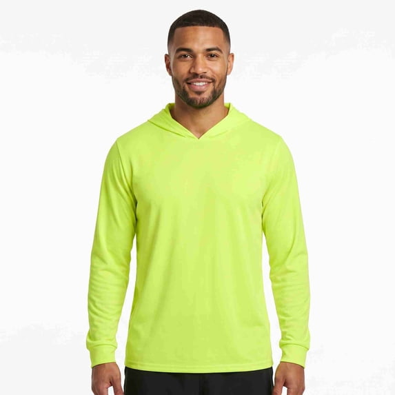 Men's Cotton Workout Active Long Sleeve Pullover Hoodie Casual Hooded Sweatshirts, Neon Green, Medium