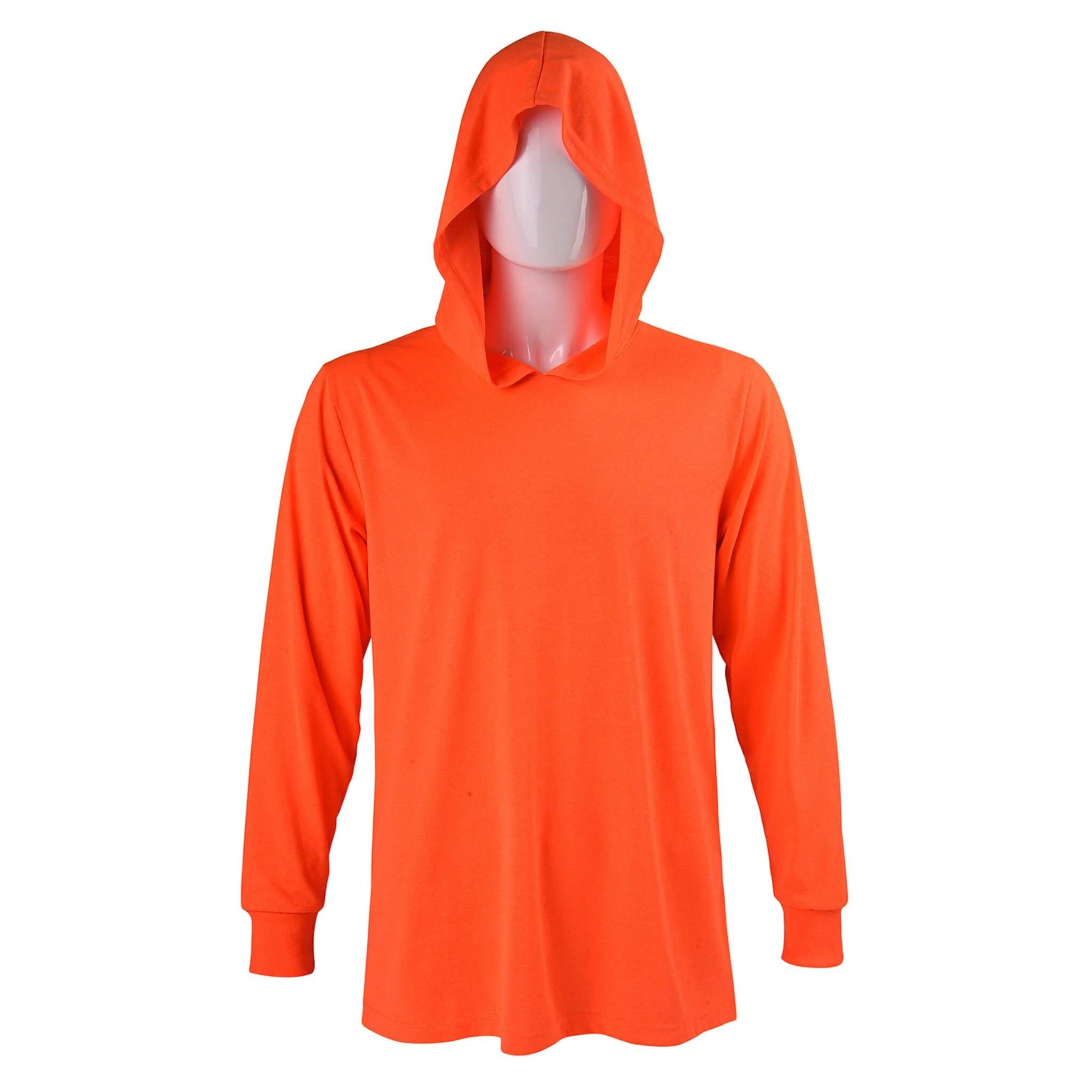 Men's Cotton Workout Active Long Sleeve Pullover Hoodie Casual Hooded Sweatshirts, Neon Orange, Large