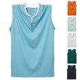 thumbnail image 1 of Men's Cotton Workout Tank Tops Oversized Sleeveless Gym Muscle Henley Shirt Casual Basic Summer Beach Tops Big and Tall Size XL-6XL Orange, 1 of 7