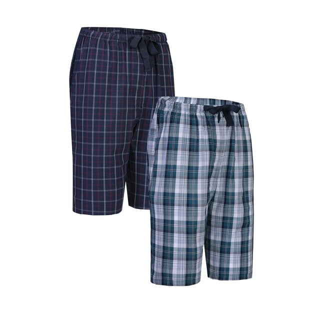 Men's Cotton Yarn Pajamas Shorts Plaid Pajama Shorts for Men PJ