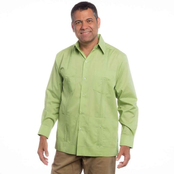 Men's Cotton blend guayabera Long Sleeve. SIZE:S COLOR:LM