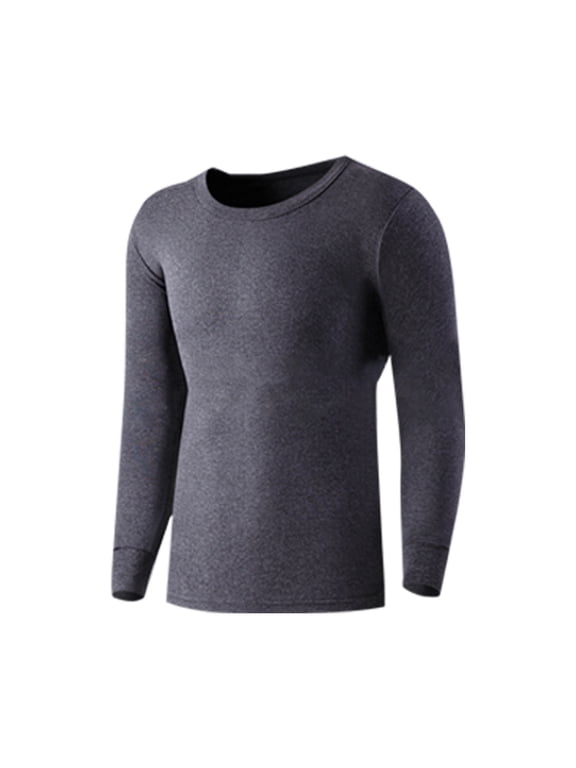 Men's Cotton thermal Compression Shirt Fleece Lined Long Sleeve Athletic Base Layer Cold Weather Gear Workout Top Big and Tall Size M-4XL Dark Gray