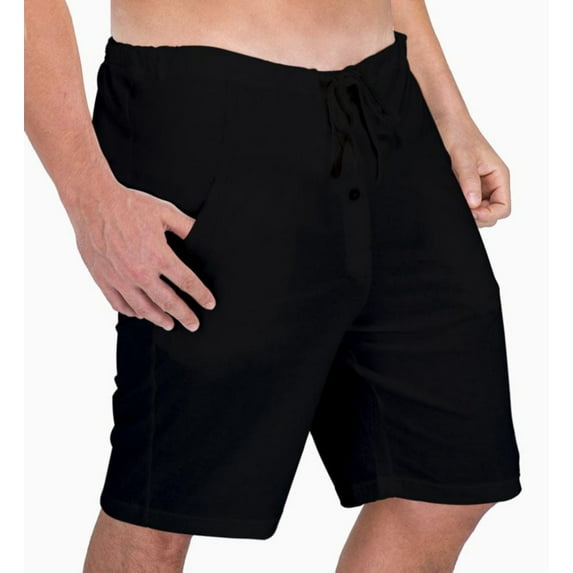 Men's Cottonique M17709 Latex Free Organic Cotton Drawstring Lounge Short (Black 2X/3X)