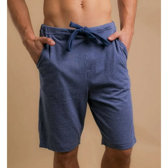 Men's Cottonique M17709 Latex Free Organic Cotton Drawstring Lounge Short (Melange Blue 2X/3X)
