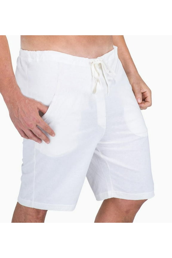 Men's Cottonique M17709 Latex Free Organic Cotton Drawstring Lounge Short (Natural L/XL)