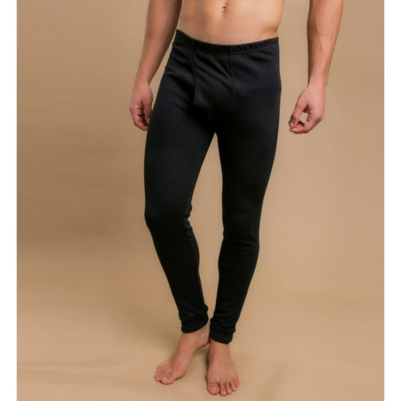 Men's Cottonique M17711 Latex Free Cotton Thermal Long Johns w/ Fly (Black 2XL)