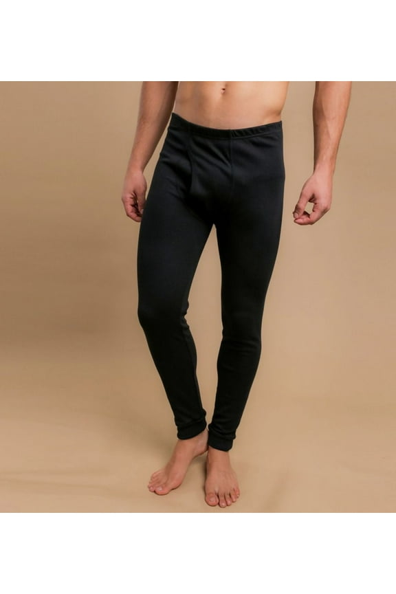 Men's Cottonique M17711 Latex Free Cotton Thermal Long Johns w/ Fly (Black M)