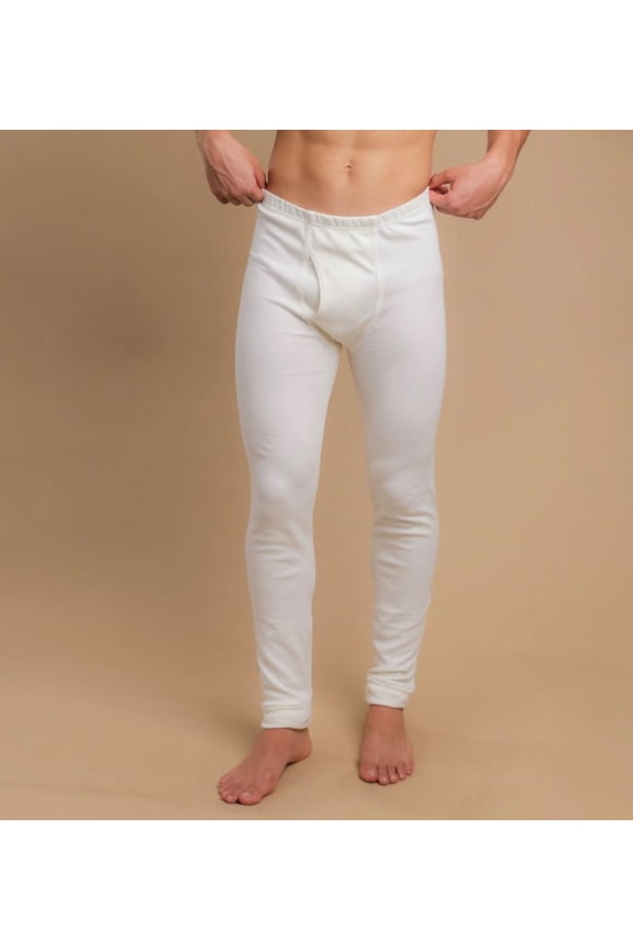 Men's Cottonique M17711 Latex Free Cotton Thermal Long Johns w/ Fly (Natural XL)