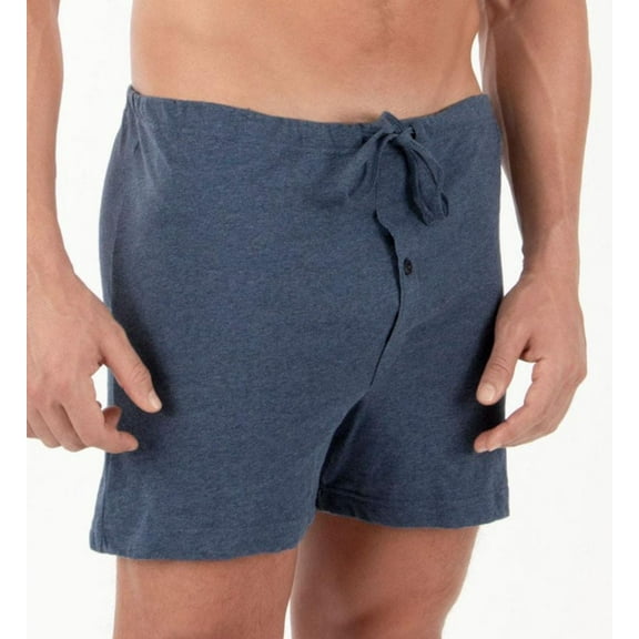 Men's Cottonique M17713 Latex Free Organic Cotton Loose Boxer Short (Melange Blue 2X/3X)