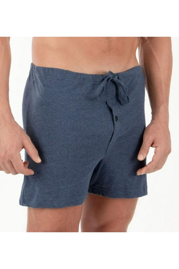 Men's Cottonique M17713 Latex Free Organic Cotton Loose Boxer Short (Melange Blue 2X/3X)