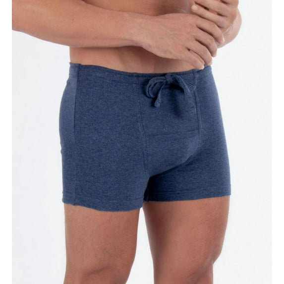 Men's Cottonique M17760 Latex Free Organic Cotton Drawstring Boxer Brief (Melange Blue XL)