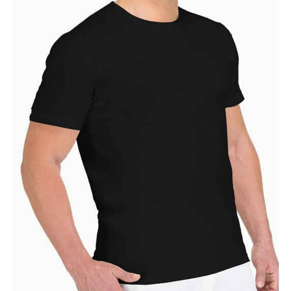 Men's Cottonique M17771 Latex Free Organic Cotton Crew Neck T-Shirt (Black S)