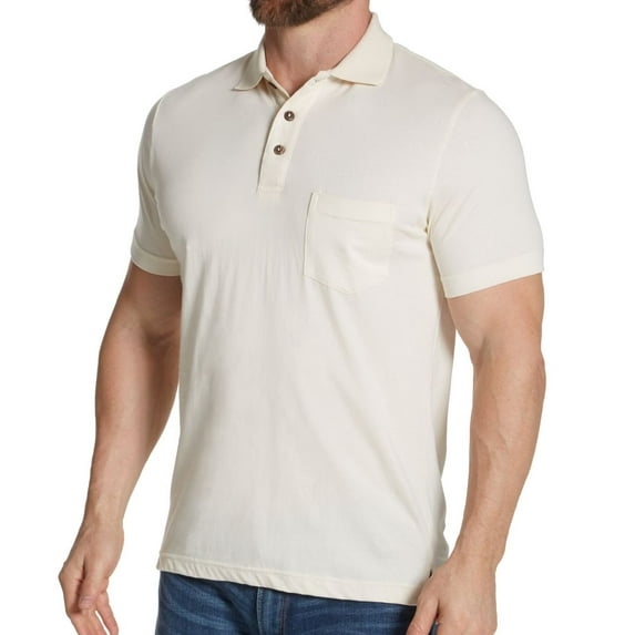 Men's Cottonique M17774 Organic Cotton Polo Shirt (Natural XL)