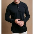 thumbnail image 1 of Men's Cottonique M17776 Latex Free Organic Cotton Long Sleeve Henley Shirt (Black L), 1 of 5