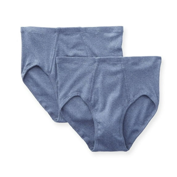 Men's Cottonique M27712 Latex Free Organic Cotton Briefs - 2 Pack (Melange Blue L)