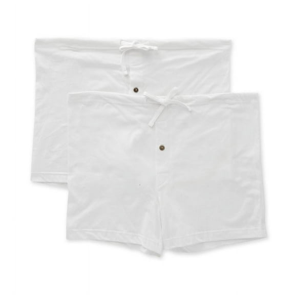 Men's Cottonique M27713 Latex Free Organic Cotton Loose Boxers - 2 Pack (Natural S/M)