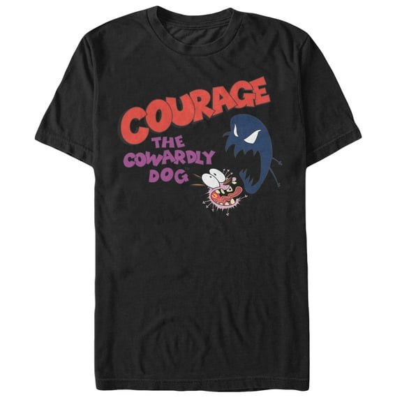 Men's Courage the Cowardly Dog Dog Fright Logo  Graphic Tee Black X Large