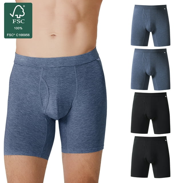 Men's Covered Waistband Boxer Briefs,Bamboo Rayon Underwear for Men,4