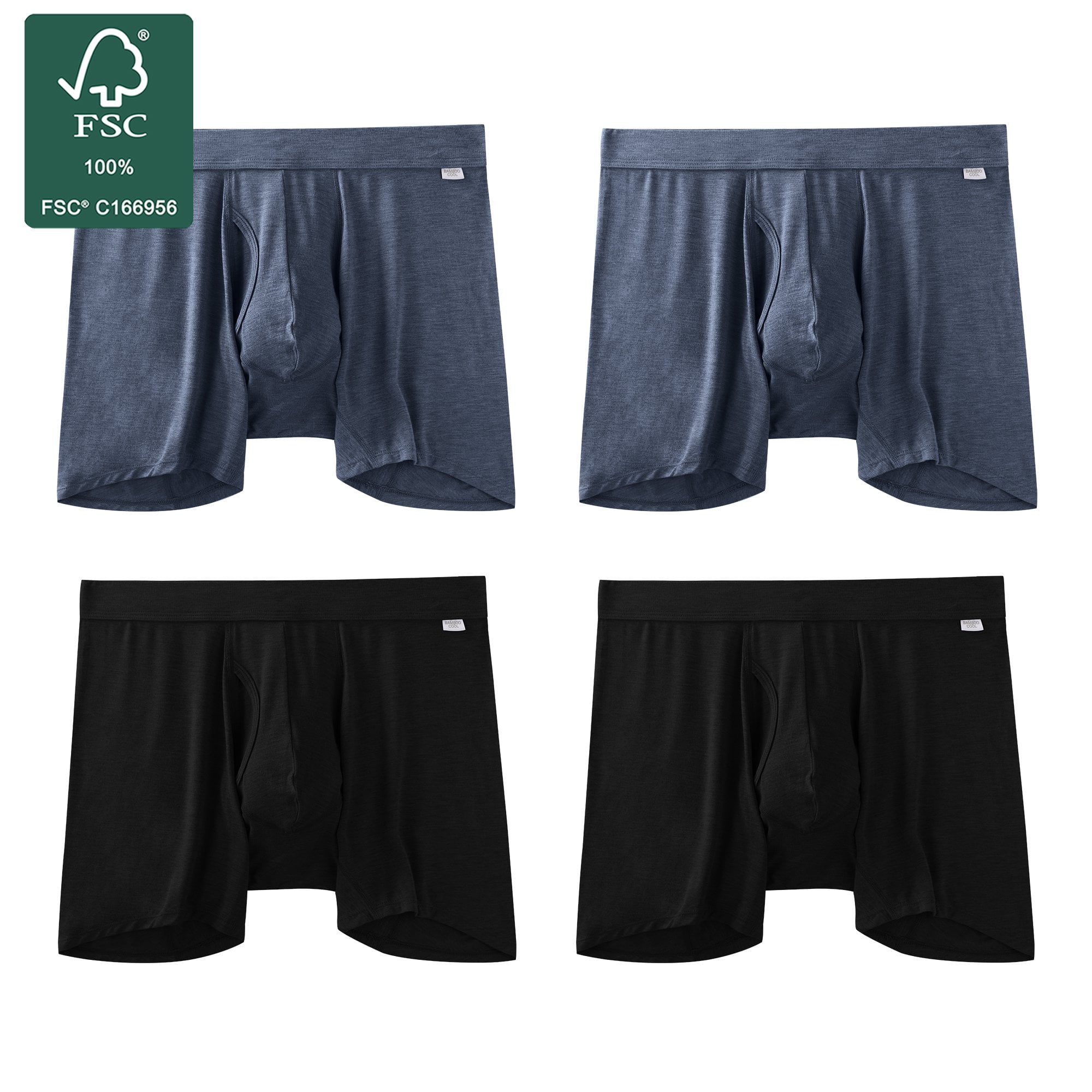Men's Covered Waistband Boxer Briefs,Bamboo Rayon Underwear for Men,4