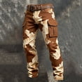 thumbnail image 1 of Men's Cow Print Cargo Pants - Retro Distressed Multi Pocket Utility Trousers, Slim Fit Punk Streetwear Pants for Outdoor & Daily Wear (S-4XL), 1 of 3