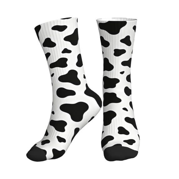 Men's Cow Spots Print Novelty Athletic Socks Women's Digital Printing Funky Patterned Crew Socks