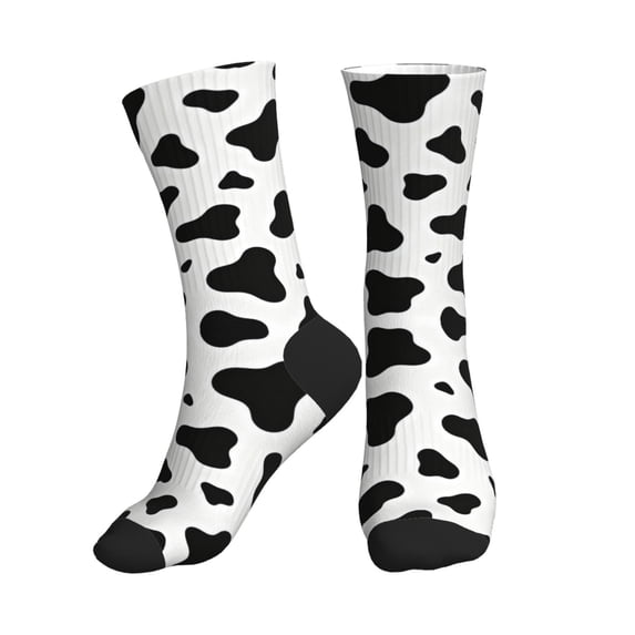 Men's Cow Spots Print Novelty Athletic Socks Women's Digital Printing Funky Patterned Crew Socks