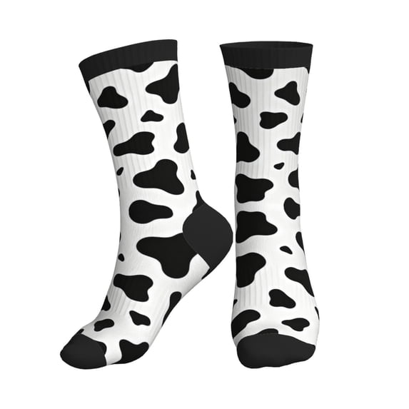 Men's Cow Spots Print Novelty Athletic Socks Women's Digital Printing Funky Patterned Crew Socks