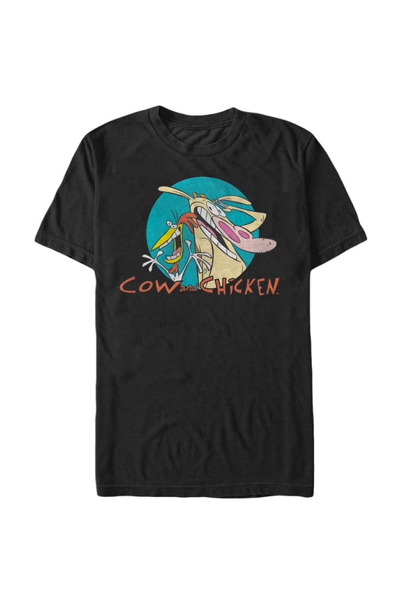 Men's Cow and Chicken Logo Graphic Tee Black 3X Large