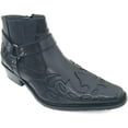 thumbnail image 1 of Men's Cowboy Boots Western Leather Lined Ankle Harness Strap Side Zipper Shoes, 1 of 5