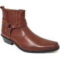 thumbnail image 1 of Men's Cowboy Boots Western Leather Lined Ankle Harness Strap Side Zipper Shoes, 1 of 5