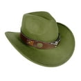 thumbnail image 1 of Men's Cowboy Hat Green Hat Leather Hat for Men Western Cowboy Cap One Size, 1 of 4