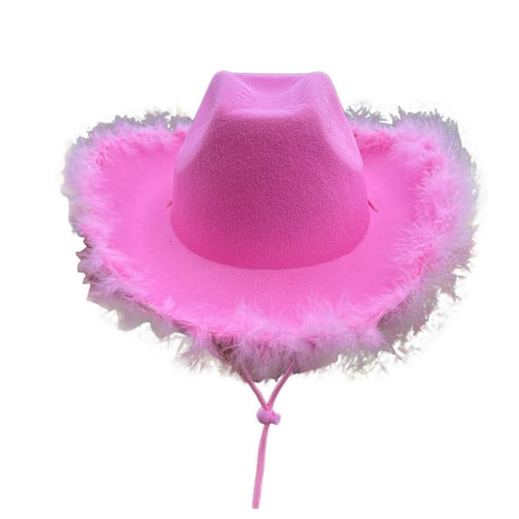 Men's Cowboy Hats Pink Hat Leather Cowboy Hat Wide Brim Western Outback One Size