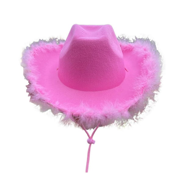 Men's Cowboy Hats Pink Hat Leather Cowboy Hat Wide Brim Western Outback One Size