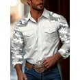 thumbnail image 1 of Men's Cowboy Shirt Stretch Cotton Button Down Western Casual Flap Pocket Top White L, 1 of 6