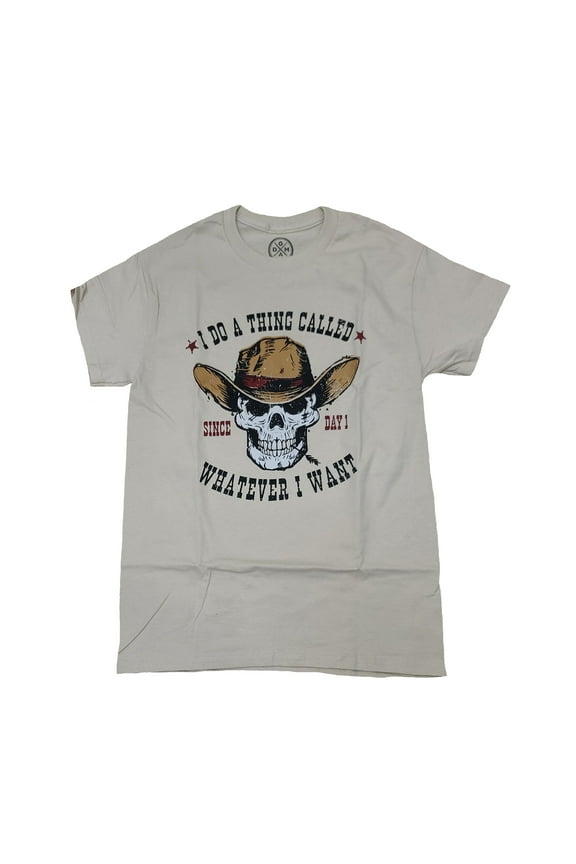 Men's Cowboy Skull I Do a Thing Called Whatever I Want Beige Graphic T-Shirt - 2XL