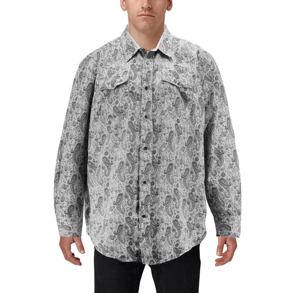 Men's Cowboy Western Long Sleeve Paisley Patterned Rodeo Button Up Dress Shirt(23-354, 2XL)