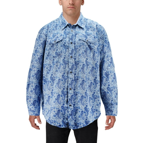Men's Cowboy Western Long Sleeve Paisley Patterned Rodeo Button Up Dress Shirt (23-356, 2XL)