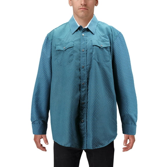 Men's Cowboy Western Long Sleeve Paisley Patterned Rodeo Button Up Dress Shirt (K2813, 3XL)