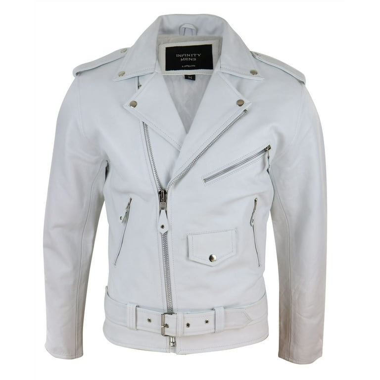 Men's Cowide Biker Jacket Cross Zip Classic Brando Grease Men's Cowide Biker Jacket Cross Zip Classic Brando Grease