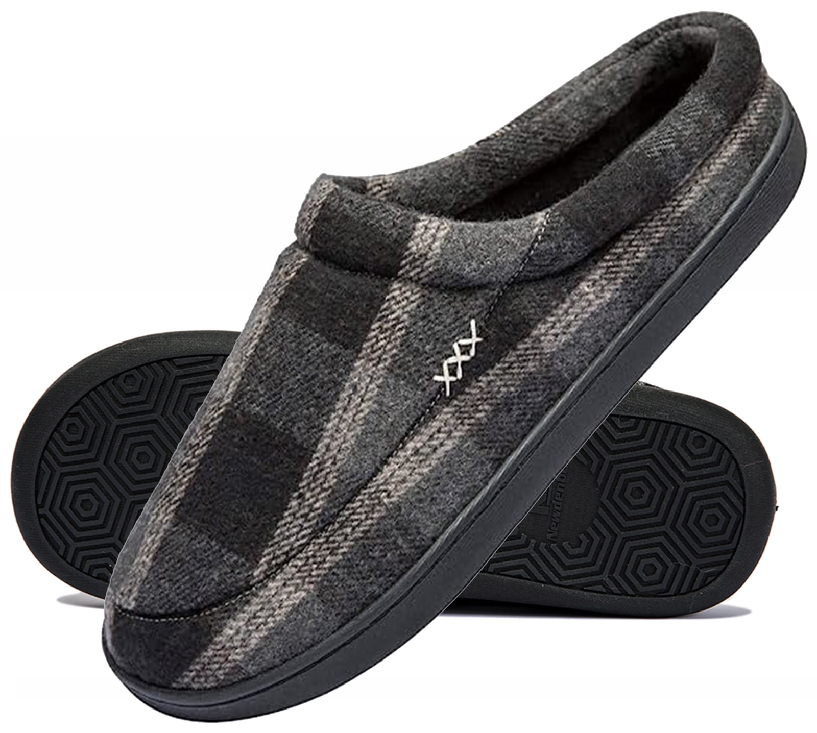 Men’s Anti Slip Cozy Fleece Memory Foam House Slippers - Plaid Amazon.com | Lucky Brand Men main image 2