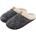 thumbnail image 1 of Men's Cozy Memory Foam Slippers with Fluffy Plush Wool-Like Lining, Slip-on Clog Slippers with Non-Slip Rubber Sole, 1 of 7