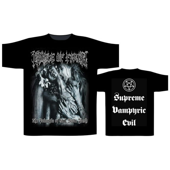 Men's Cradle Of Filth Supreme Vampyric Evil (Back Print) Slim Fit T-shirt XX-Large Black