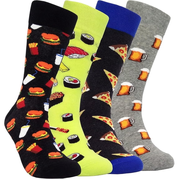 Men’s Crazy Novelty Dress Socks - Funny Pop Culture Art, Combed Cotton, Gift for Dad/Boyfriend